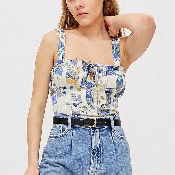 Urban Outfitters Blue Valentina Travel Soft Bustier Crop Top - Picture 2 of 16